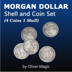 Morgan Dollar Shell and Coin Set (4 Coins 1 Shell)